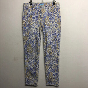 J. McLaughlin patterned skinny‎ pants ankle low rise blue 9